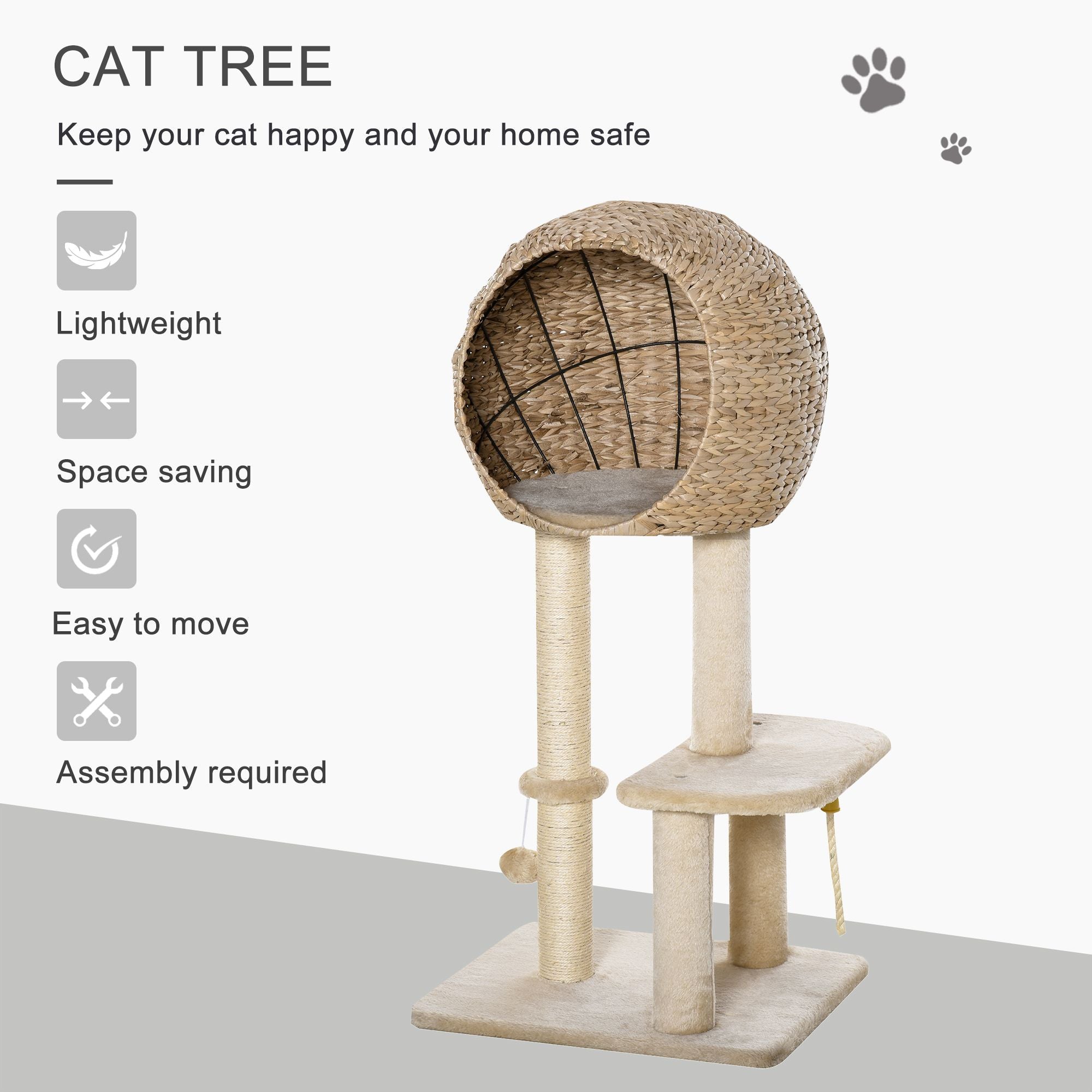 Multifunctional Cat Activity Center with Sisal Posts and Cozy Condo