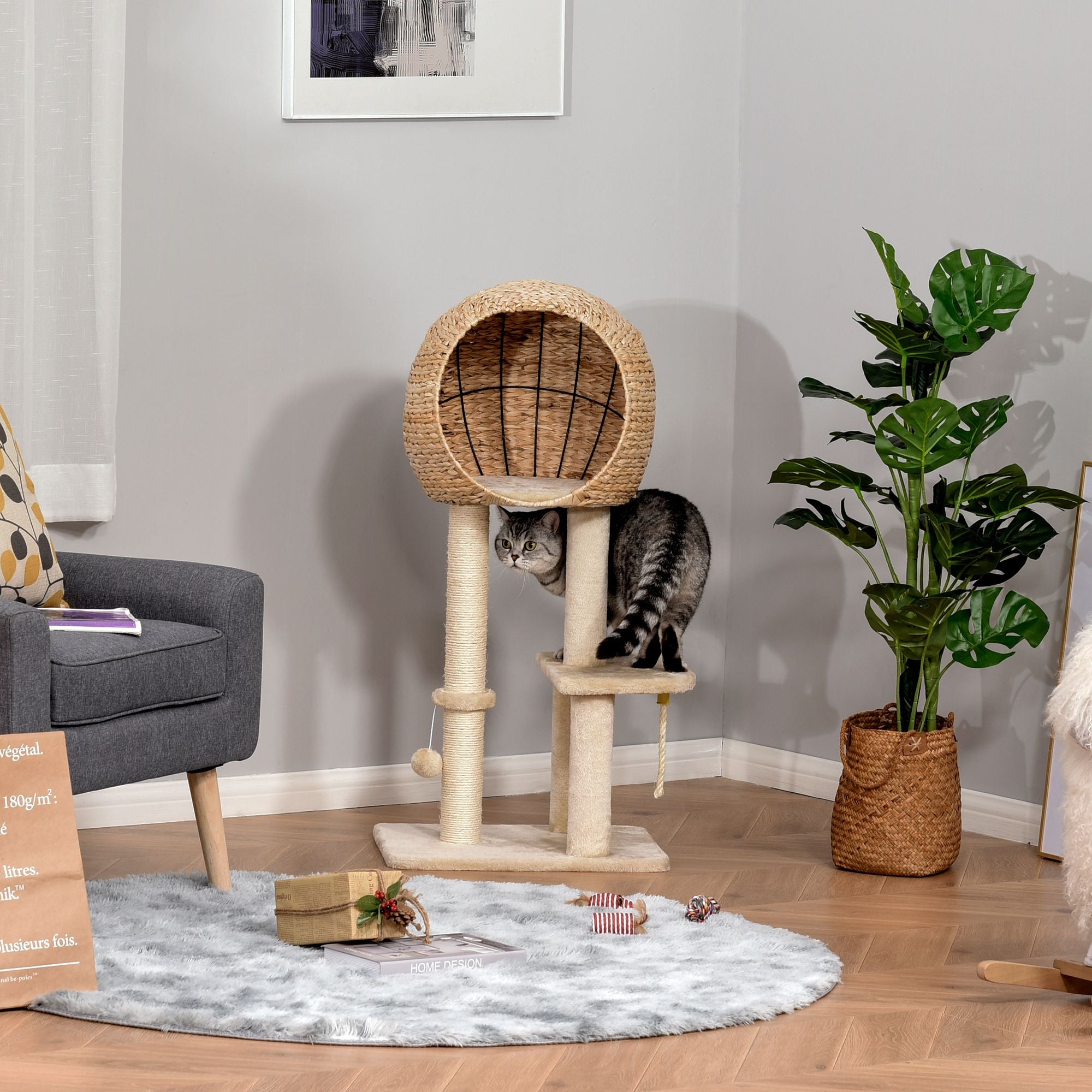 Multifunctional Cat Activity Center with Sisal Posts and Cozy Condo