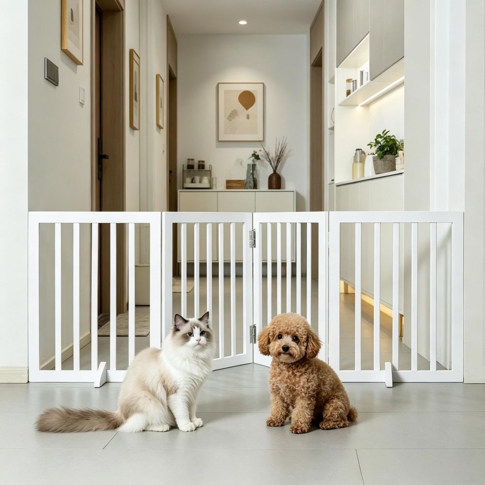 Modern Pet Barrier with Freestanding 80.3 Inches for Indoor