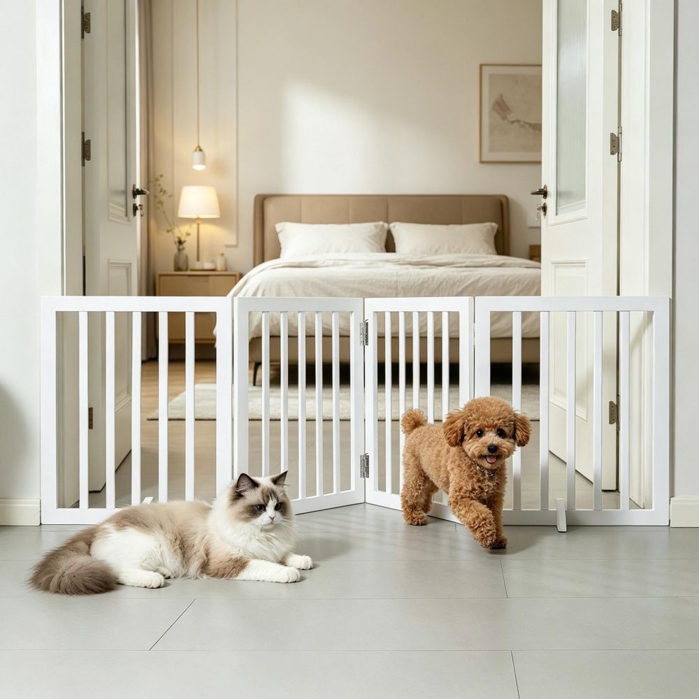 Modern Pet Barrier with Freestanding 80.3 Inches for Indoor