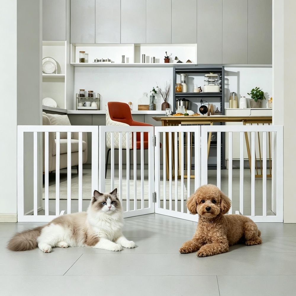 Modern Pet Barrier with Freestanding 80.3 Inches for Indoor