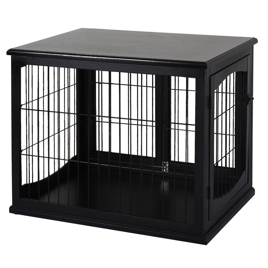 Modern furniture-style Dog Crate Furniture Double Door for Small Dogs Stylish Black