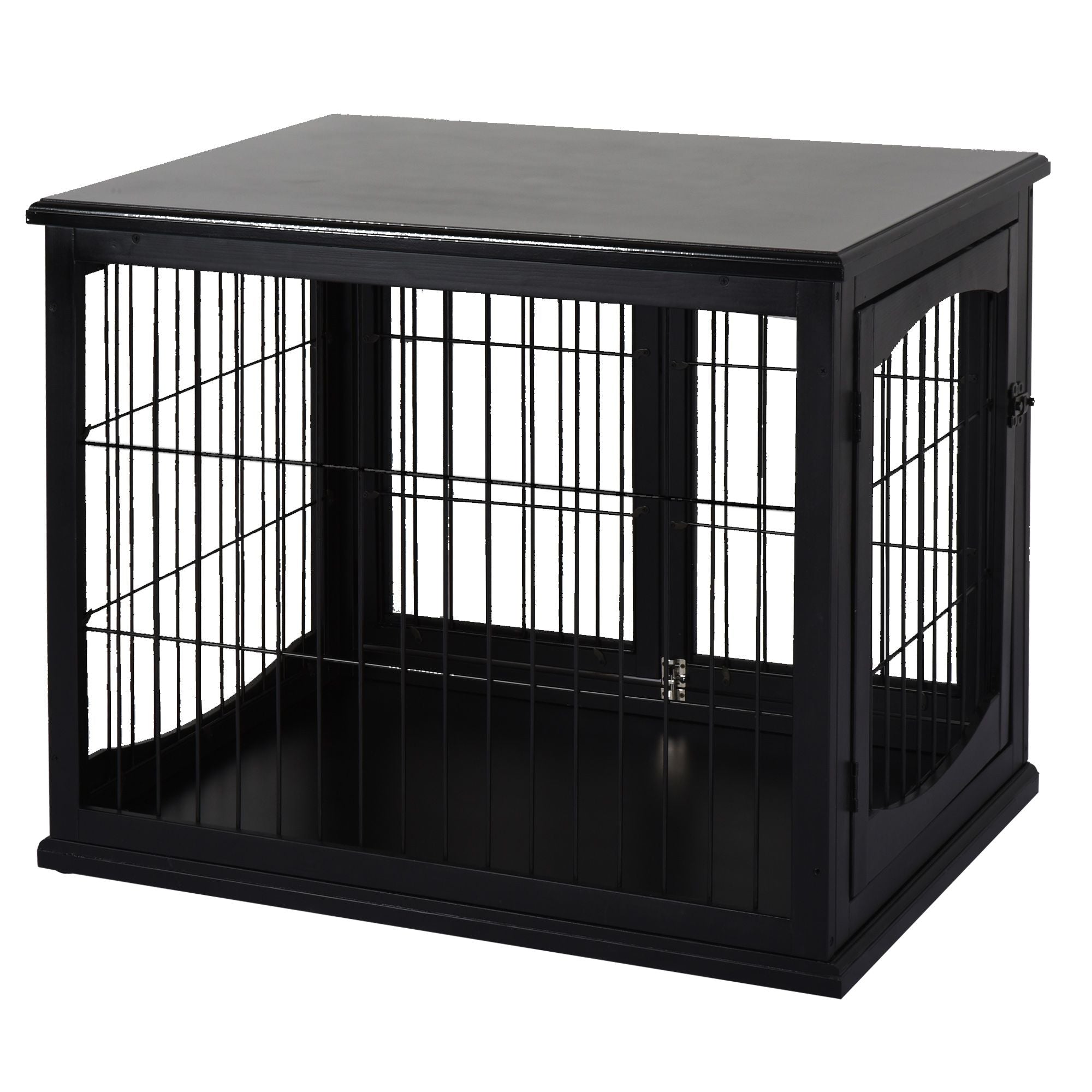 Modern furniture-style Dog Crate Furniture Double Door for Small Dogs Stylish Black