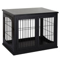 Modern furniture-style Dog Crate Furniture Double Door for Small Dogs Stylish Black