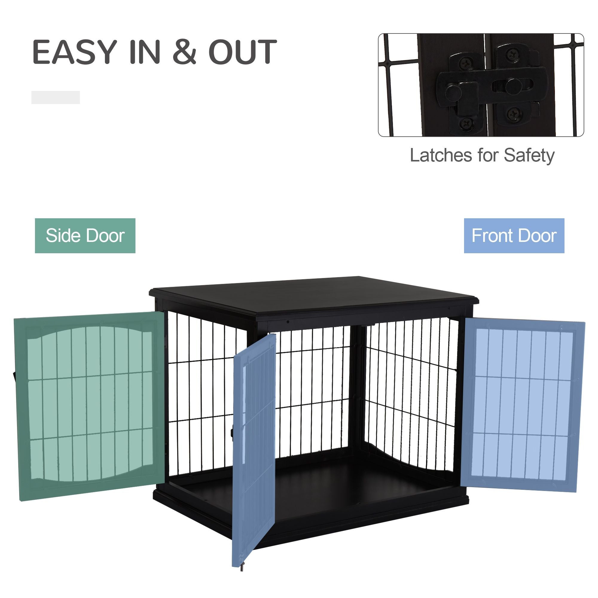 Modern furniture-style Dog Crate Furniture Double Door for Small Dogs Stylish Black