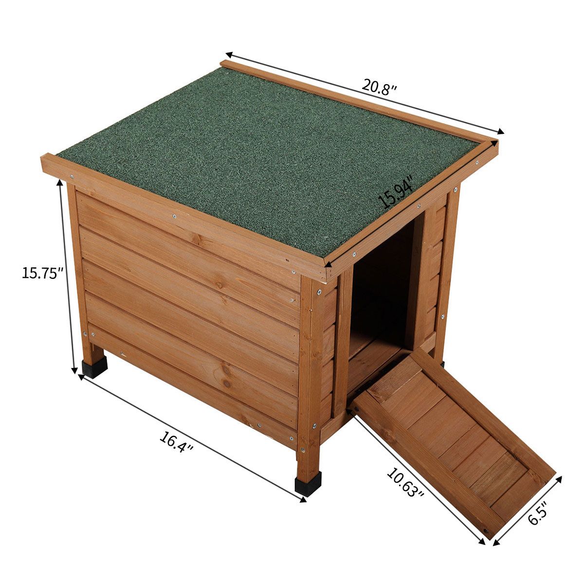 Modern furniture-style Rabbit Cat Dog Hutch, Indoor/Outdoor Retreat House with Openable Roof for Small Pets