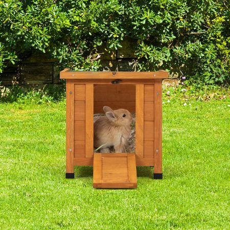 Modern furniture-style Rabbit Cat Dog Hutch, Indoor/Outdoor Retreat House with Openable Roof for Small Pets