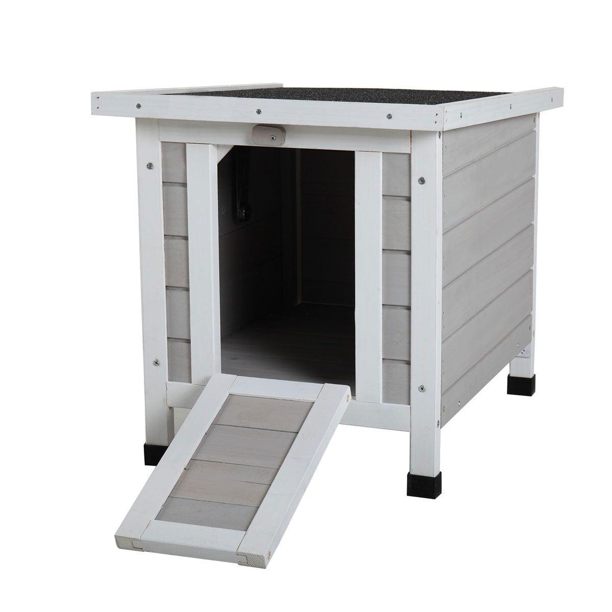 Modern furniture-style Small Pet House with Openable Roof - Gray