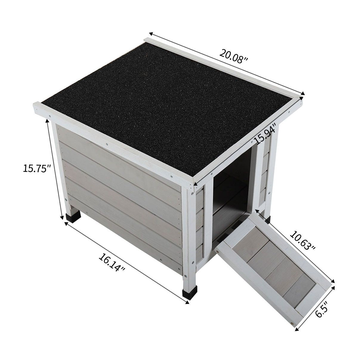 Modern furniture-style Small Pet House with Openable Roof - Gray