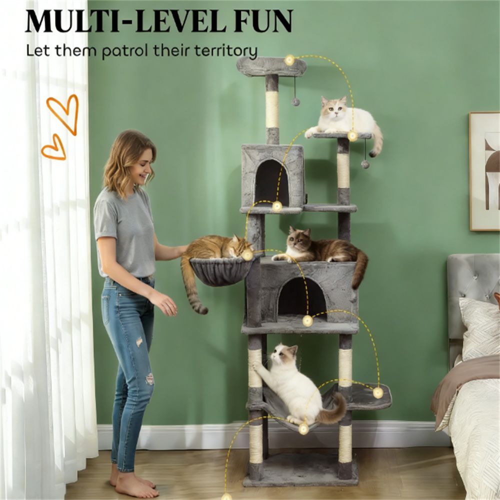 79.5" Multi-Level Cat Tree with Condos & Sisal Posts