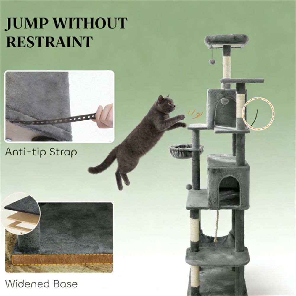 79.5" Multi-Level Cat Tree with Condos & Sisal Posts