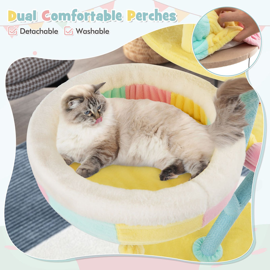 Multi-Level Cat Tower with Removable Perches and Scratching Posts