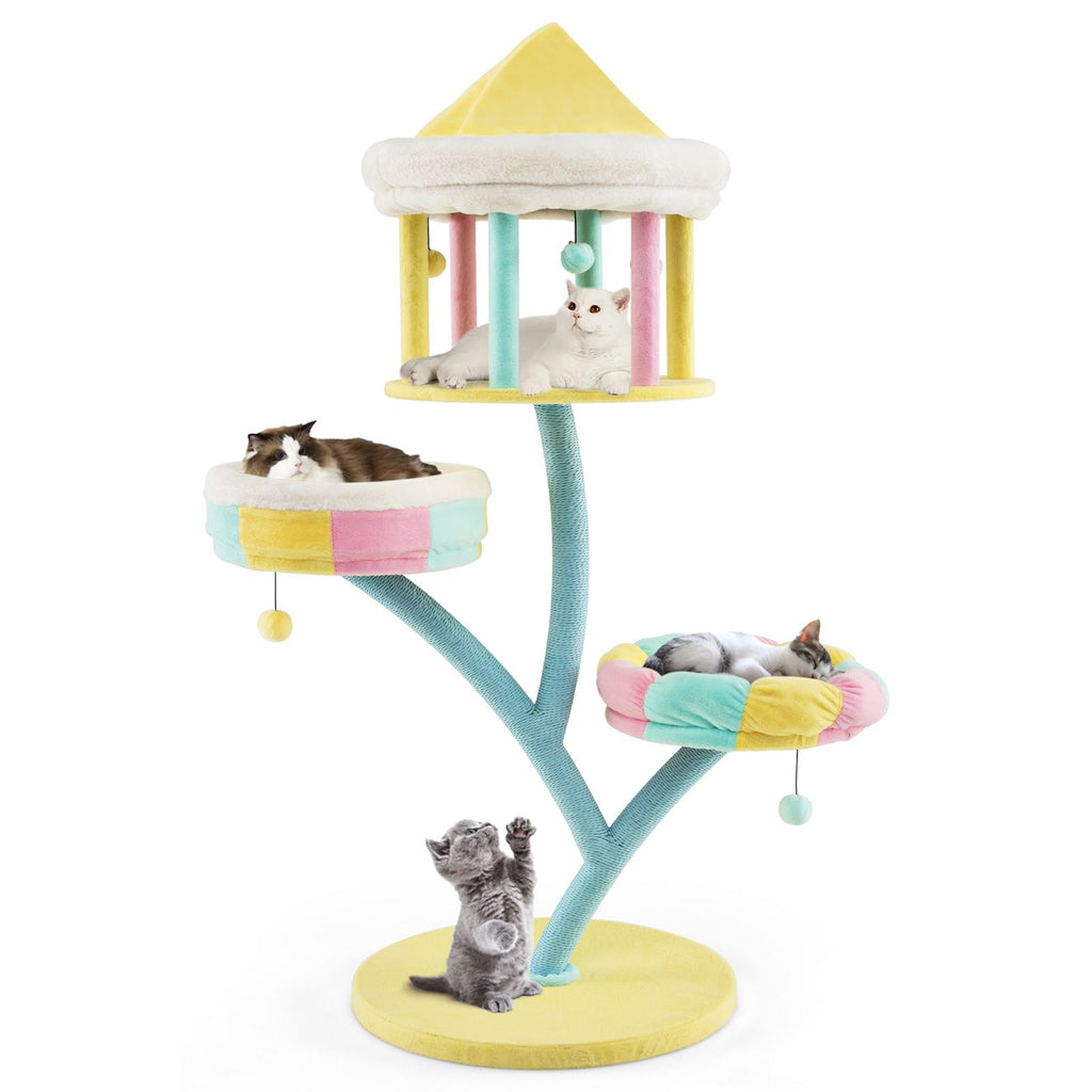 Multi-Level Cat Tower with Removable Perches and Scratching Posts