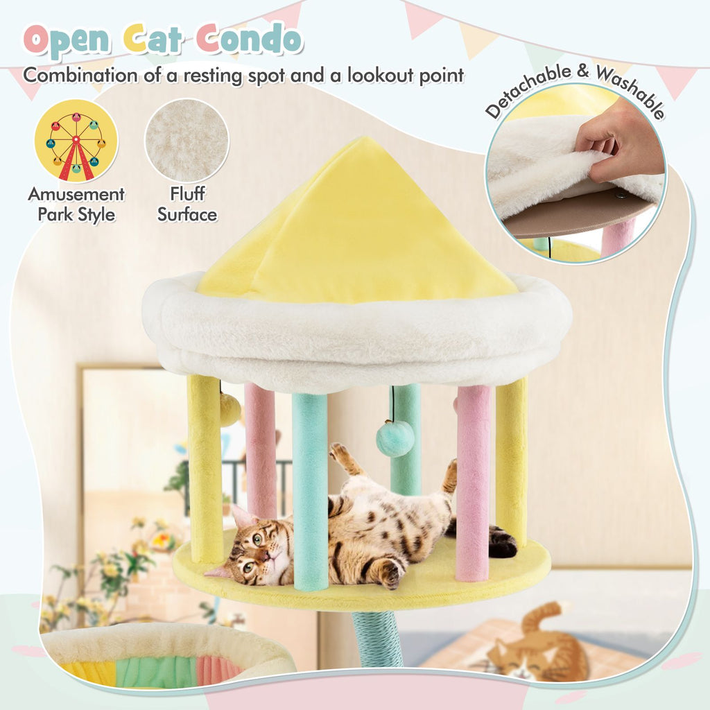 Multi-Level Cat Tower with Removable Perches and Scratching Posts