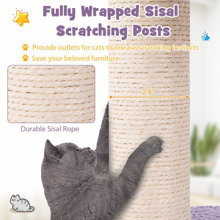 Multi-Level Cat Tower with Sisal Scratching Posts and Cozy Condo