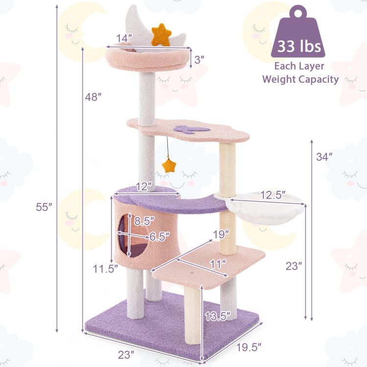Multi-Level Cat Tower with Sisal Scratching Posts and Cozy Condo