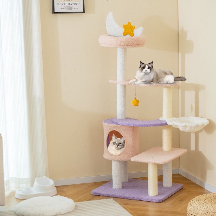 Multi-Level Cat Tower with Sisal Scratching Posts and Cozy Condo