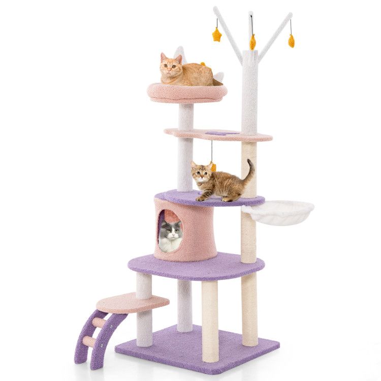 Multi-Level Cat Tower with Sisal Scratching Posts and Cozy Condo