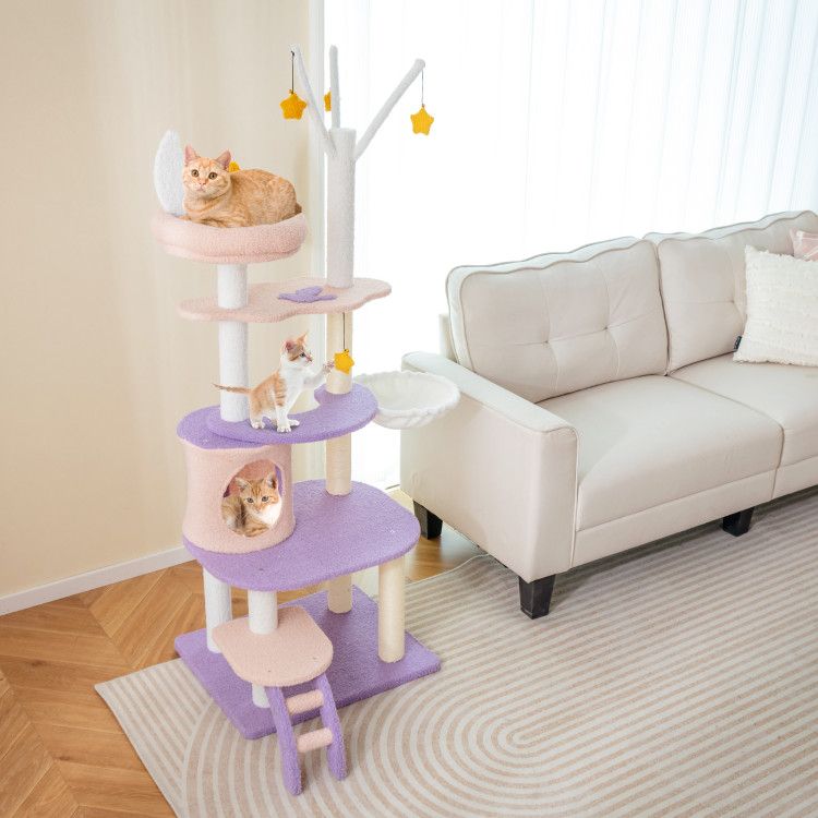 Multi-Level Cat Tower with Sisal Scratching Posts and Cozy Condo