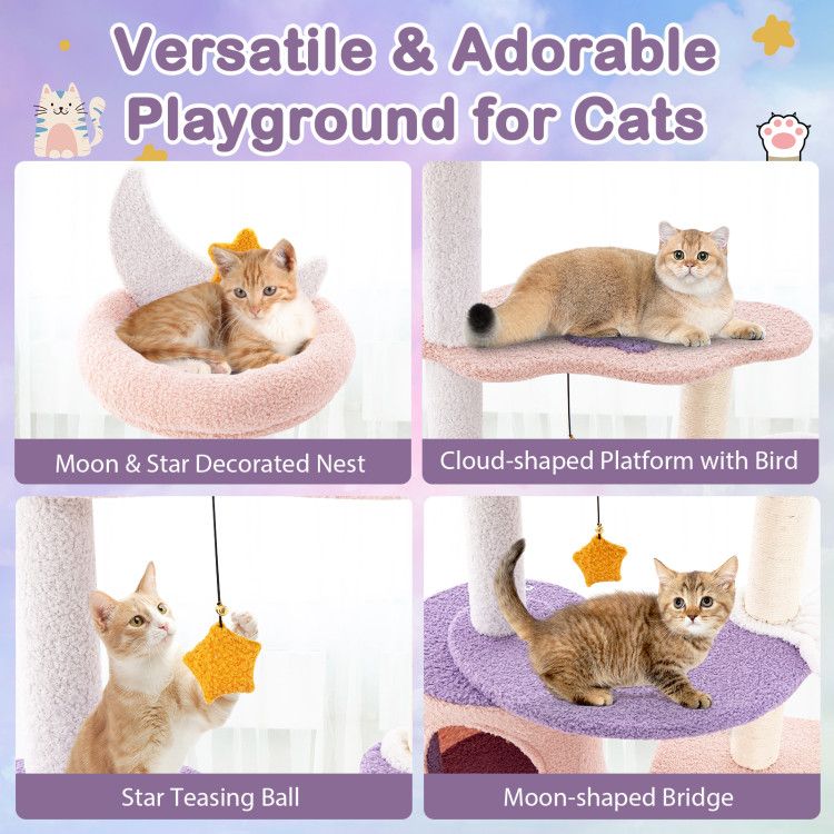 Multi-Level Cat Tower with Sisal Scratching Posts and Cozy Condo