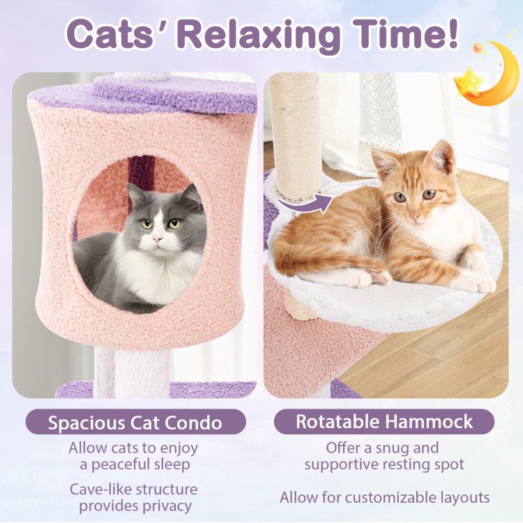 Multi-Level Cat Tower with Sisal Scratching Posts and Cozy Condo