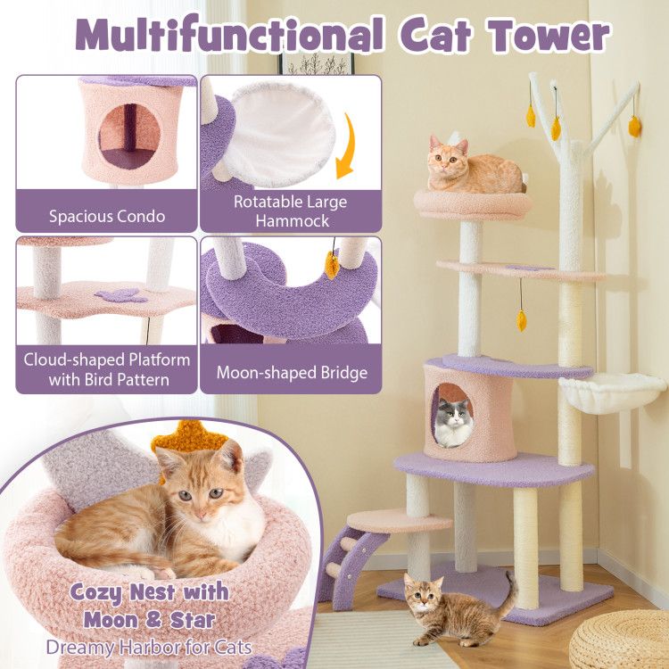 Multi-Level Cat Tower with Sisal Scratching Posts and Cozy Condo