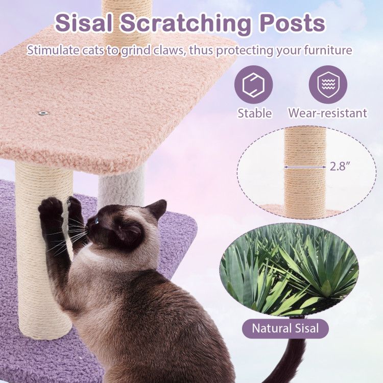 Multi-Level Cat Tower with Sisal Scratching Posts and Cozy Condo