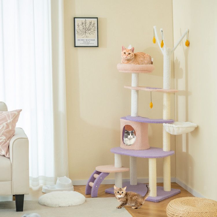 Multi-Level Cat Tower with Sisal Scratching Posts and Cozy Condo