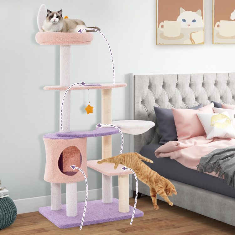 Multi-Level Cat Tower with Sisal Scratching Posts and Cozy Condo