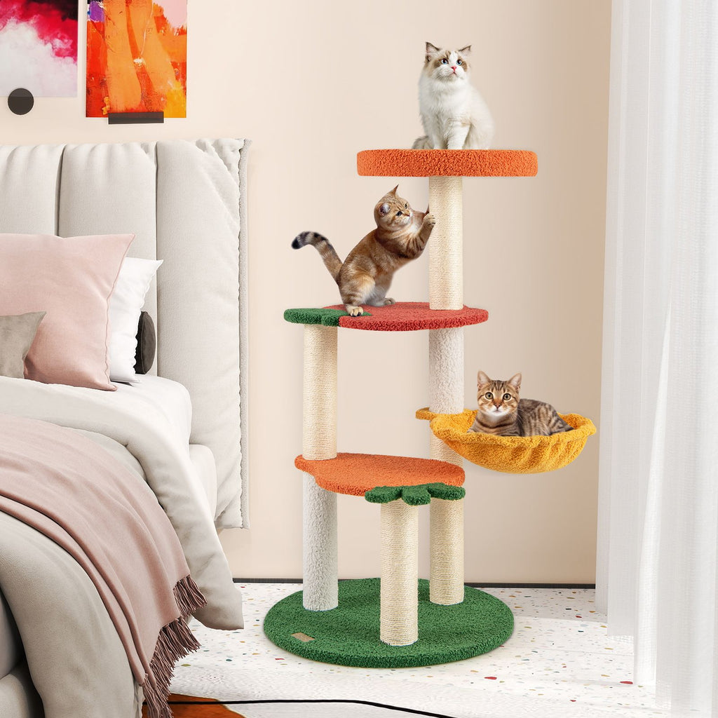 Multi-Level Cat Tree with Fruit-Shaped Platforms for Active Play