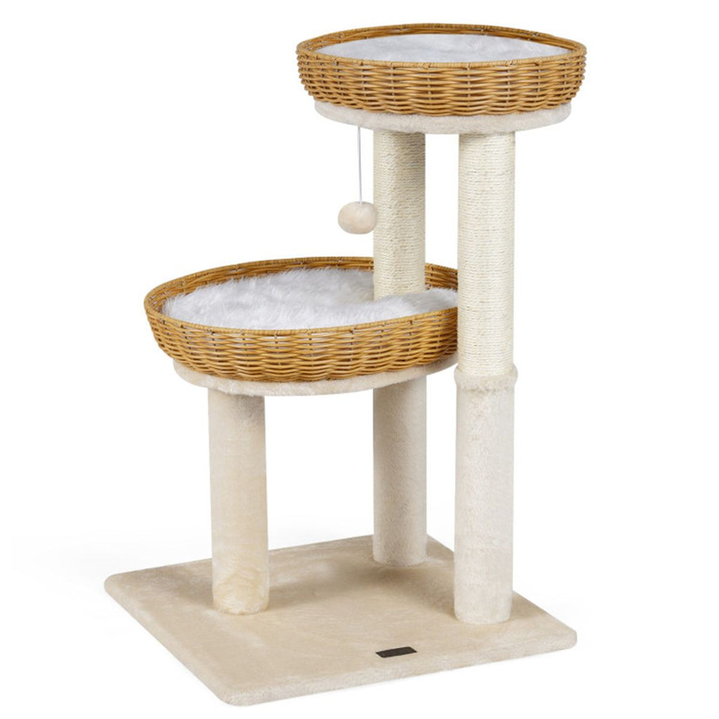 Multi-Level Cat Tree with Wicker Baskets & Sisal Scratching Posts