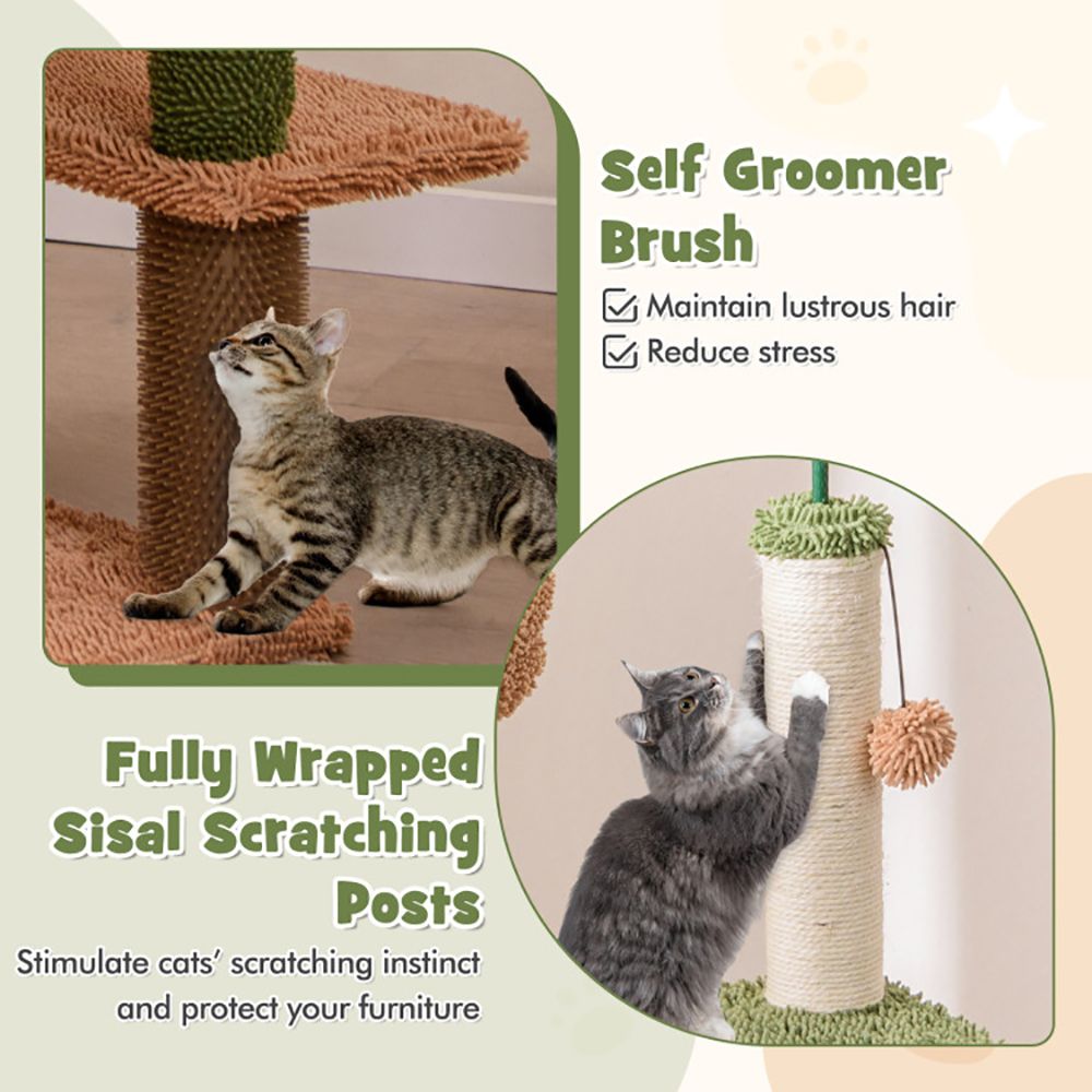 Multilevel Cat Tree with Scratching Posts and Rope Plush Perch Toy Bed