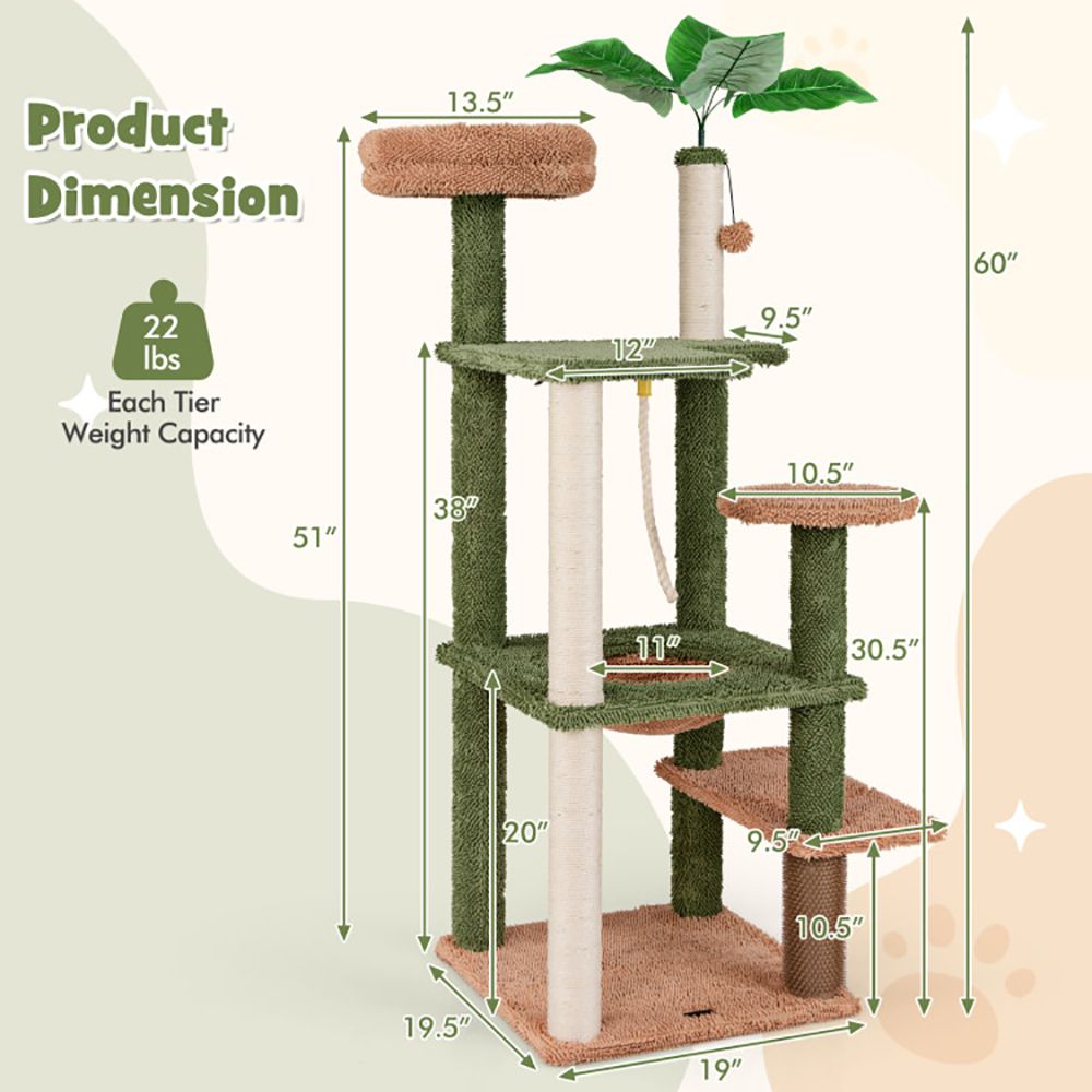 Multilevel Cat Tree with Scratching Posts and Rope Plush Perch Toy Bed