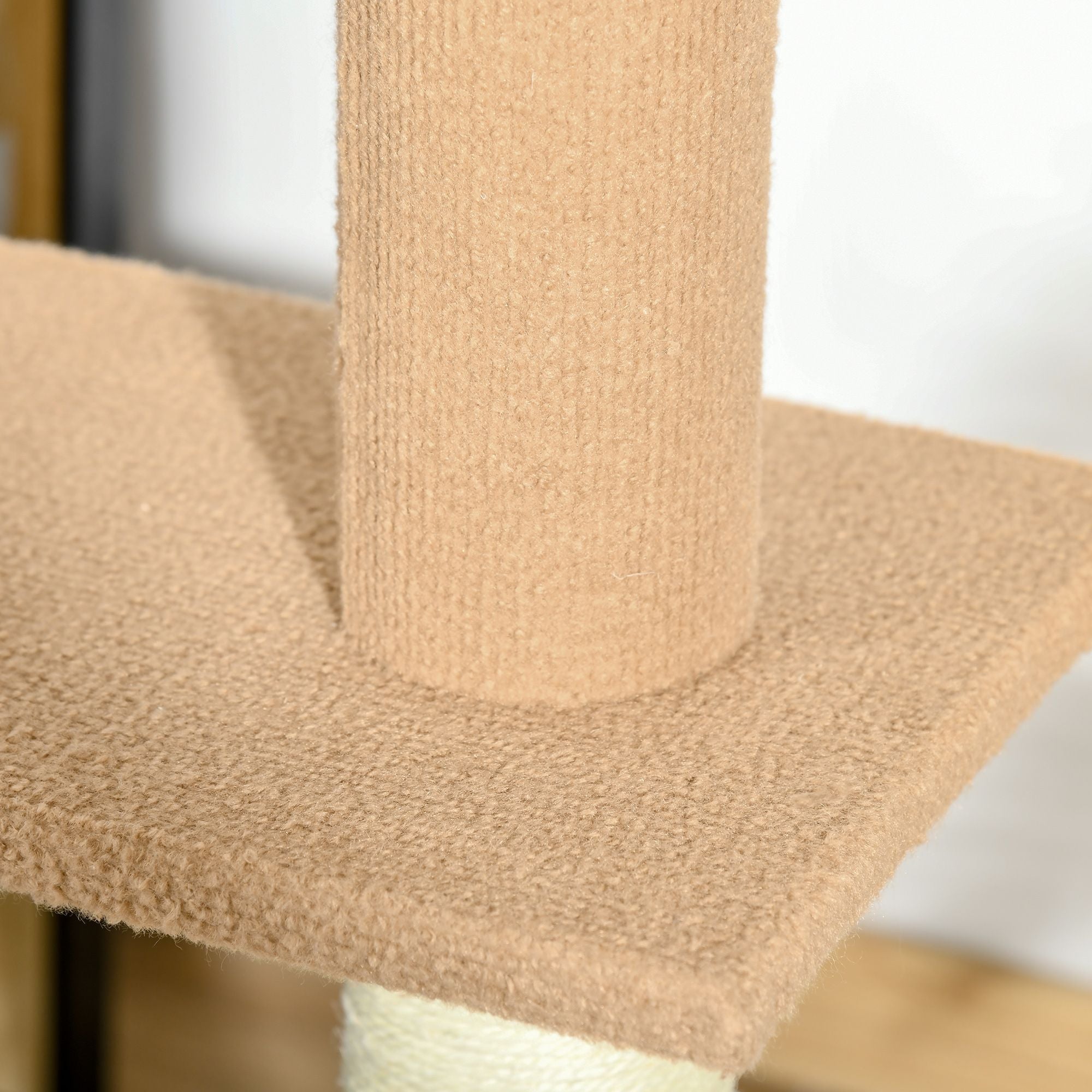 Natural Floor-to-Ceiling Cat Tree, Sisal-Covered Scratching Posts, Light Brown