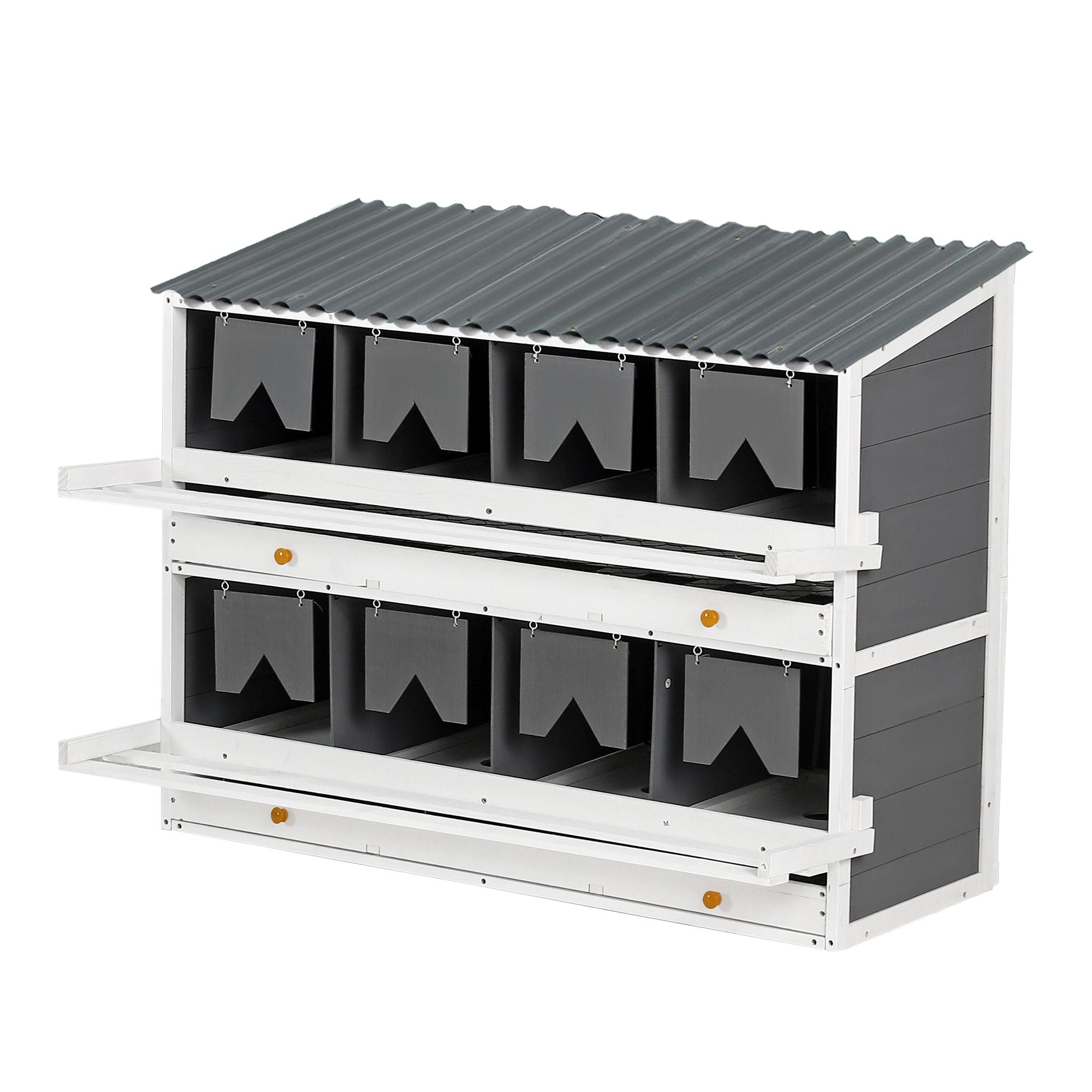 8-Compartment furniture-style Chicken Nesting Box with Rollout Eggs Collection & PVC Roof