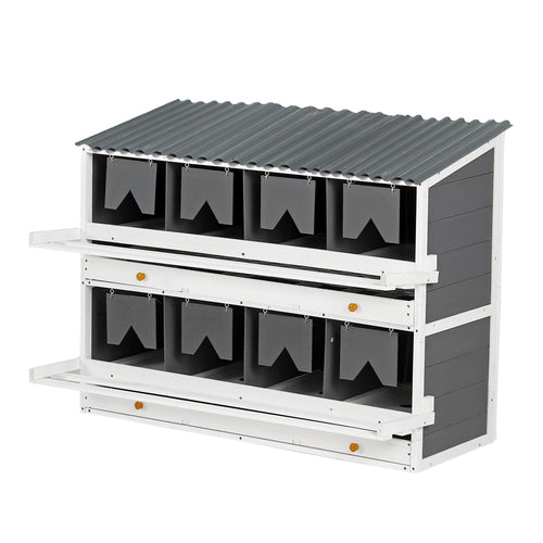 8-Compartment furniture-style Chicken Nesting Box with Rollout Eggs Collection & PVC Roof – image 2
