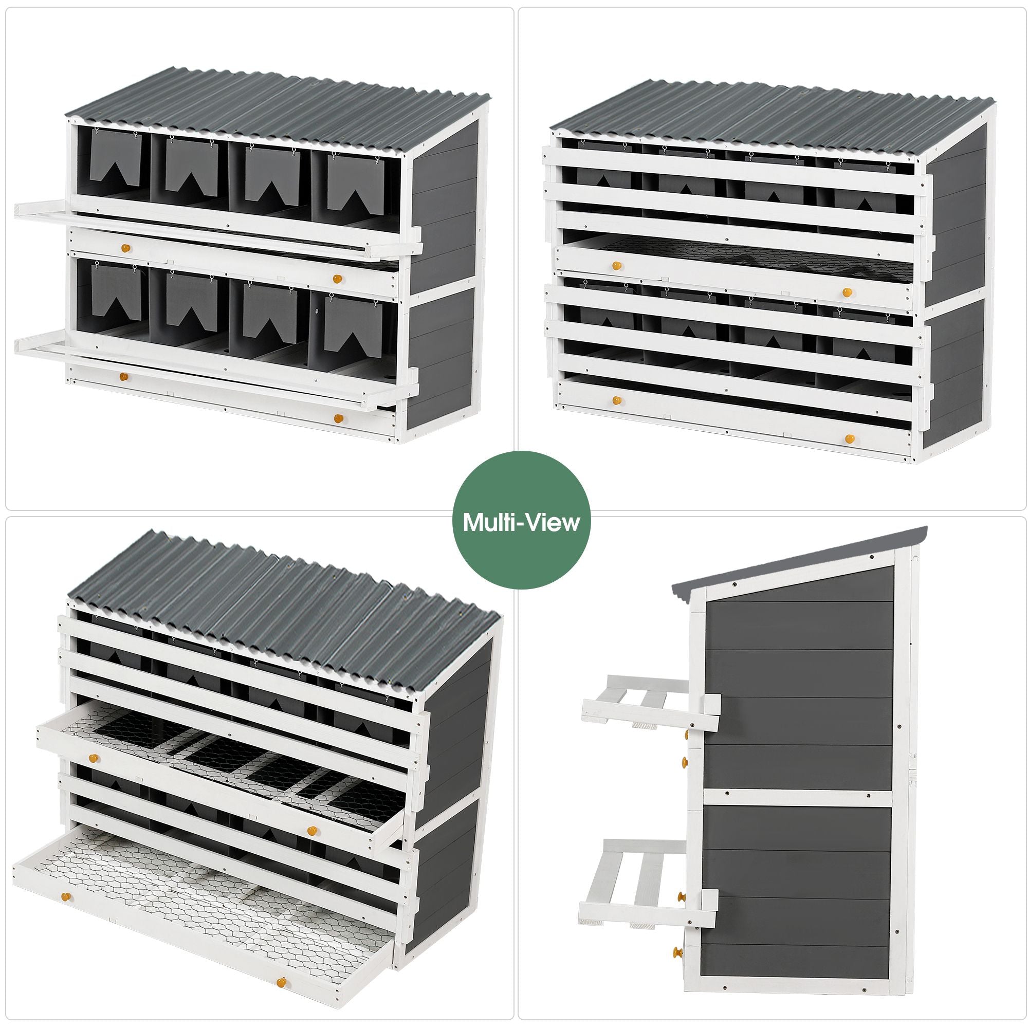 8-Compartment furniture-style Chicken Nesting Box with Rollout Eggs Collection & PVC Roof