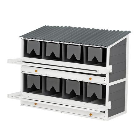 8-Compartment furniture-style Chicken Nesting Box with Rollout Eggs Collection & PVC Roof