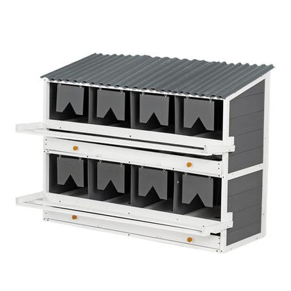 8-Compartment furniture-style Chicken Nesting Box with Rollout Eggs Collection & PVC Roof