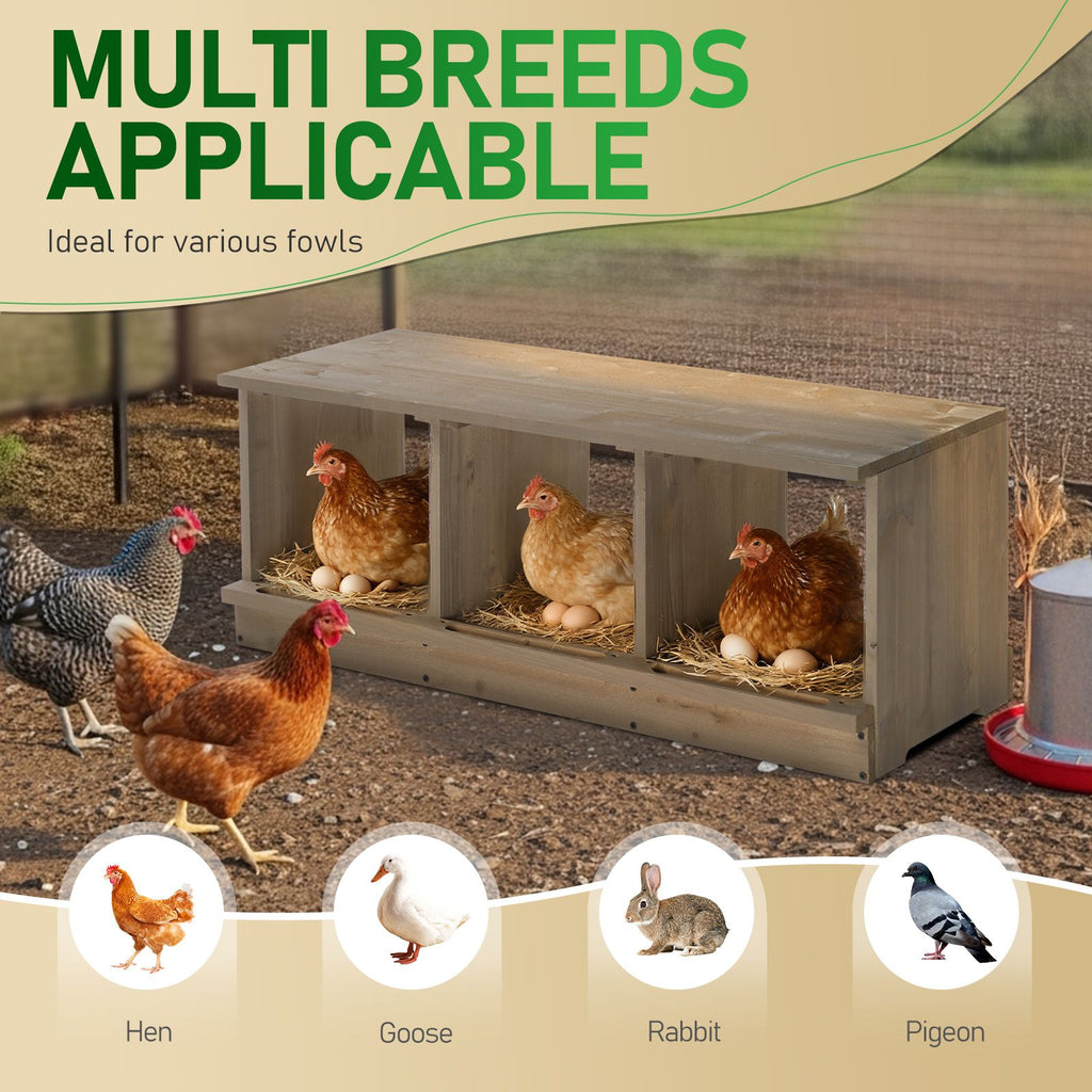 Nesting Boxes for Chickens, Wooden Chicken Nesting Box, Laying Eggs Nest Box for Chickens Hens Ducks, Gray, 3 Compartments
