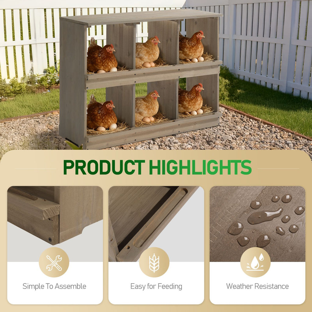 Nesting Boxes for Chickens, Wooden Chicken Nesting Box, Laying Eggs Nest Box for Chickens Hens Ducks, Gray, 6 Compartments