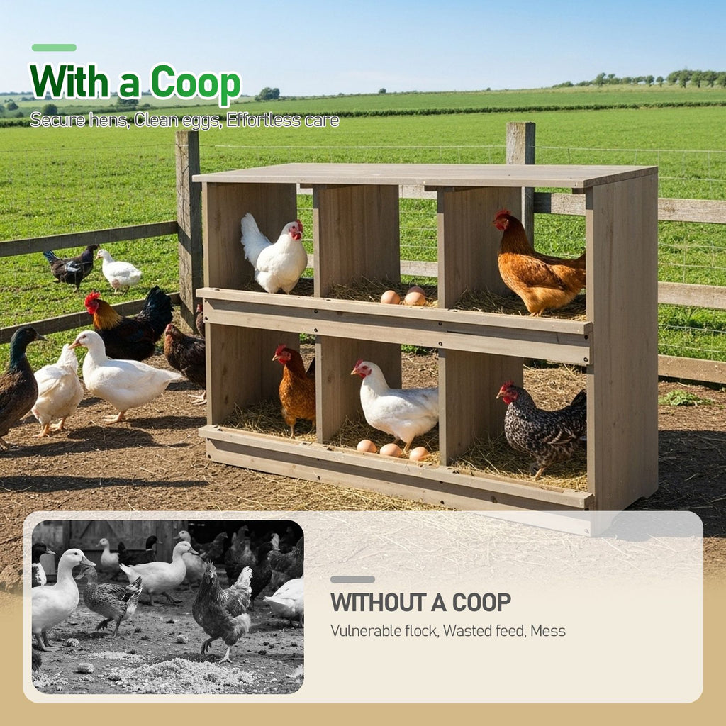 Nesting Boxes for Chickens, Wooden Chicken Nesting Box, Laying Eggs Nest Box for Chickens Hens Ducks, Gray, 6 Compartments