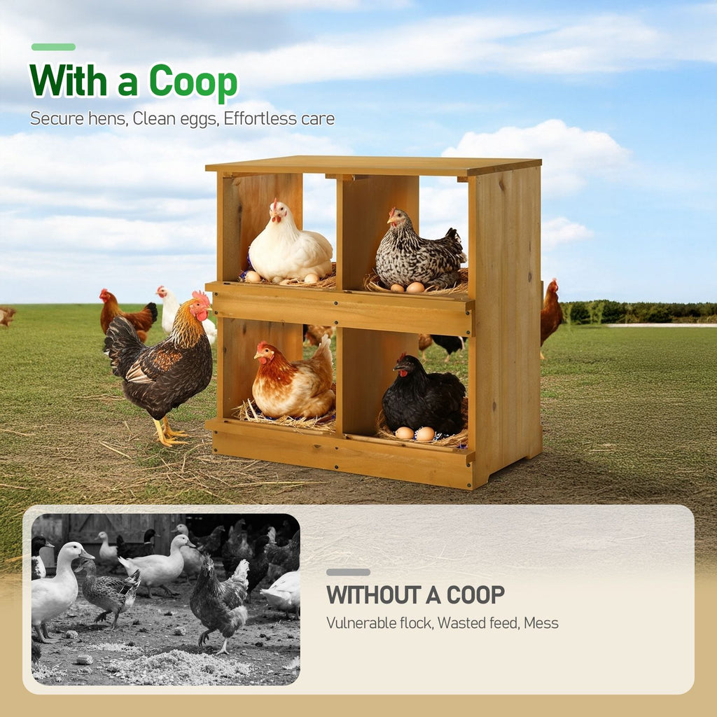 Nesting Boxes for Chickens, Wooden Chicken Nesting Box, Laying Eggs Nest Box for Chickens Hens Ducks, Yellow, 4 Compartments