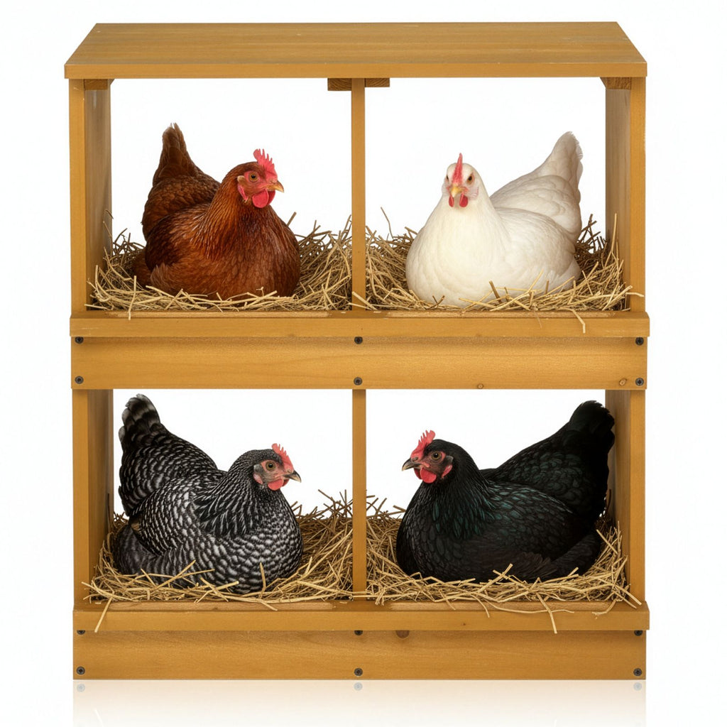 Nesting Boxes for Chickens, Wooden Chicken Nesting Box, Laying Eggs Nest Box for Chickens Hens Ducks, Yellow, 4 Compartments