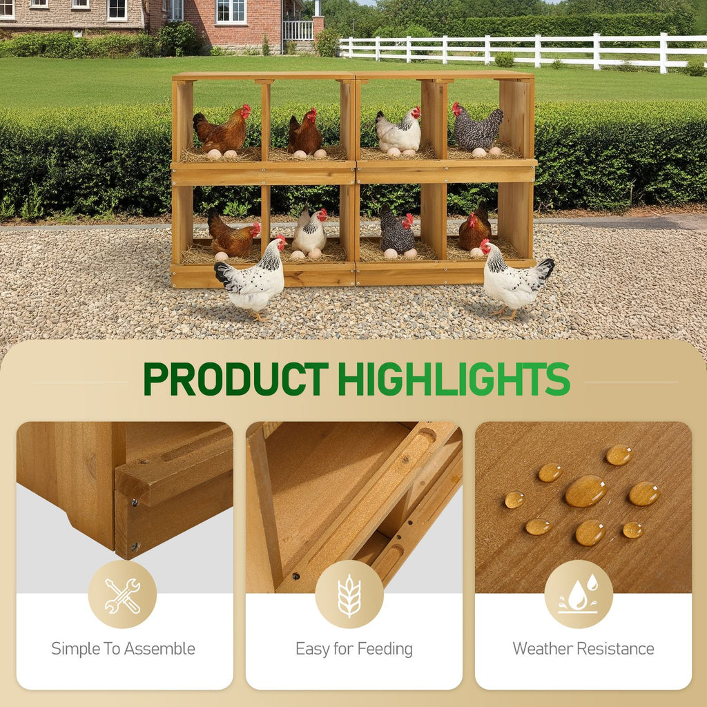 Nesting Boxes for Chickens, Wooden Chicken Nesting Box, Laying Eggs Nest Box for Chickens Hens Ducks, Yellow, 8 Compartments