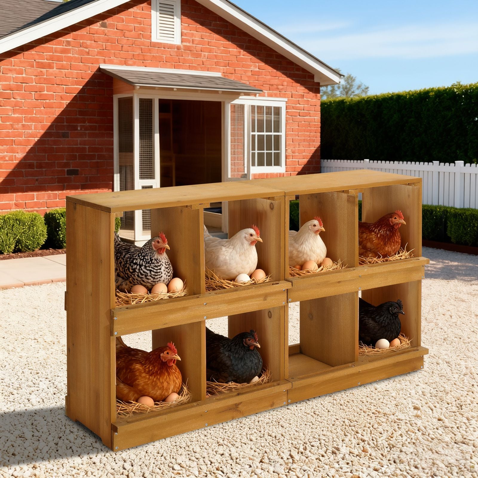 Nesting Boxes for Chickens, Wooden Chicken Nesting Box, Laying Eggs Nest Box for Chickens Hens Ducks, Yellow, 8 Compartments