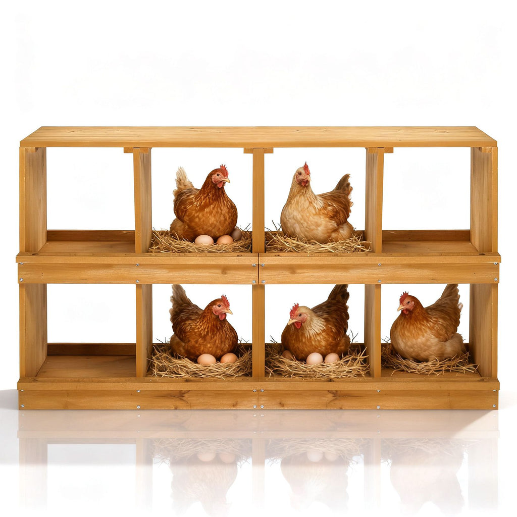 Nesting Boxes for Chickens, Wooden Chicken Nesting Box, Laying Eggs Nest Box for Chickens Hens Ducks, Yellow, 8 Compartments