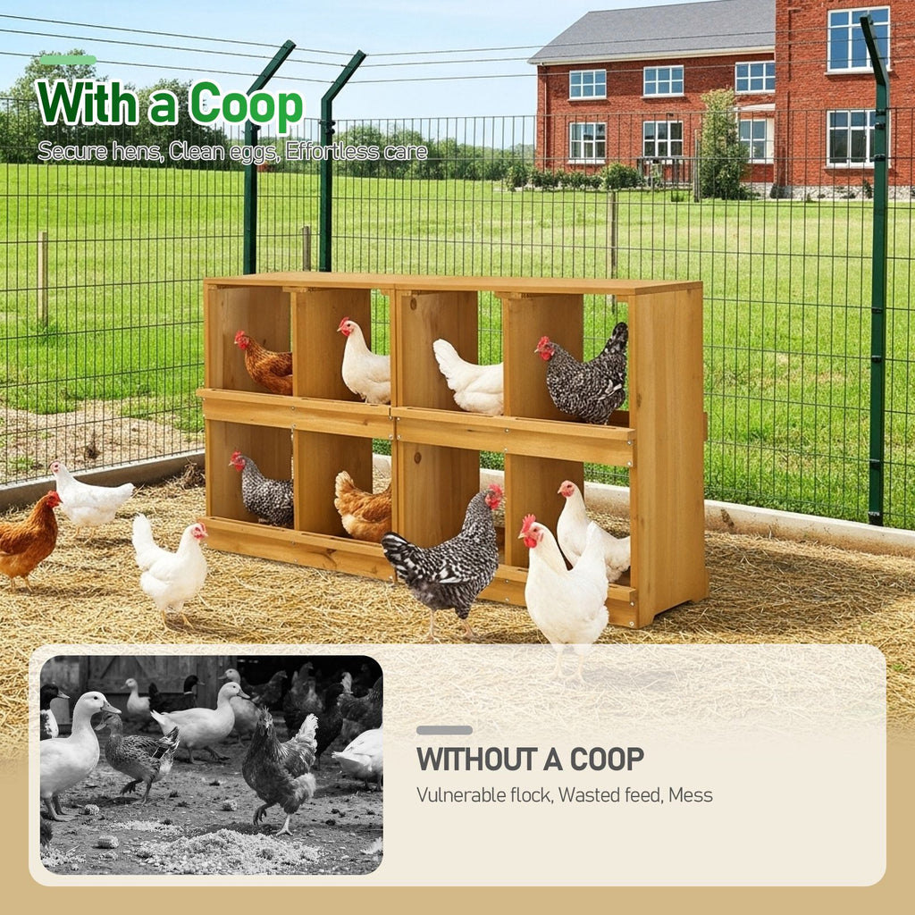 Nesting Boxes for Chickens, Wooden Chicken Nesting Box, Laying Eggs Nest Box for Chickens Hens Ducks, Yellow, 8 Compartments