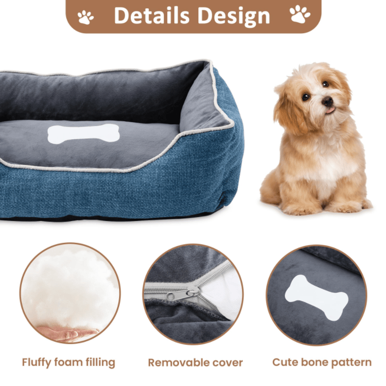 Non-Slip Plush Dog Bed with Detachable Washable Cover – Multi-Use for Small Dogs and Cats