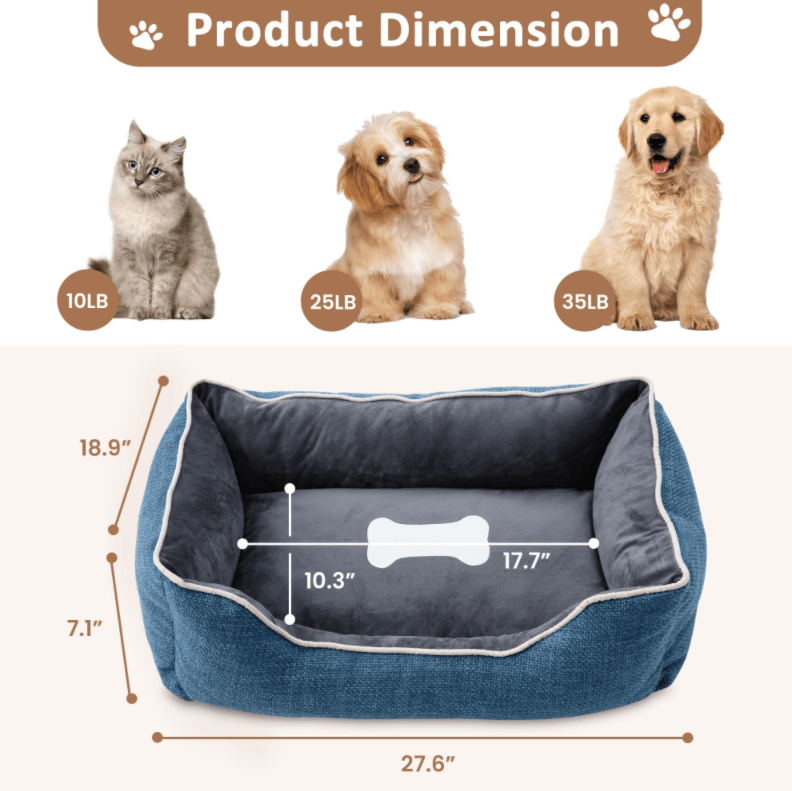Non-Slip Plush Dog Bed with Detachable Washable Cover – Multi-Use for Small Dogs and Cats